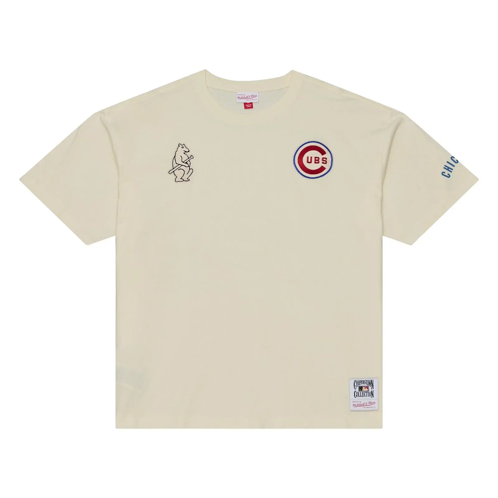 Chicago Cubs Cream Heritage Hues Oversized T-Shirt MLB Throwback Tee Graphic Vintage Fan Gear Mitchell & Ness