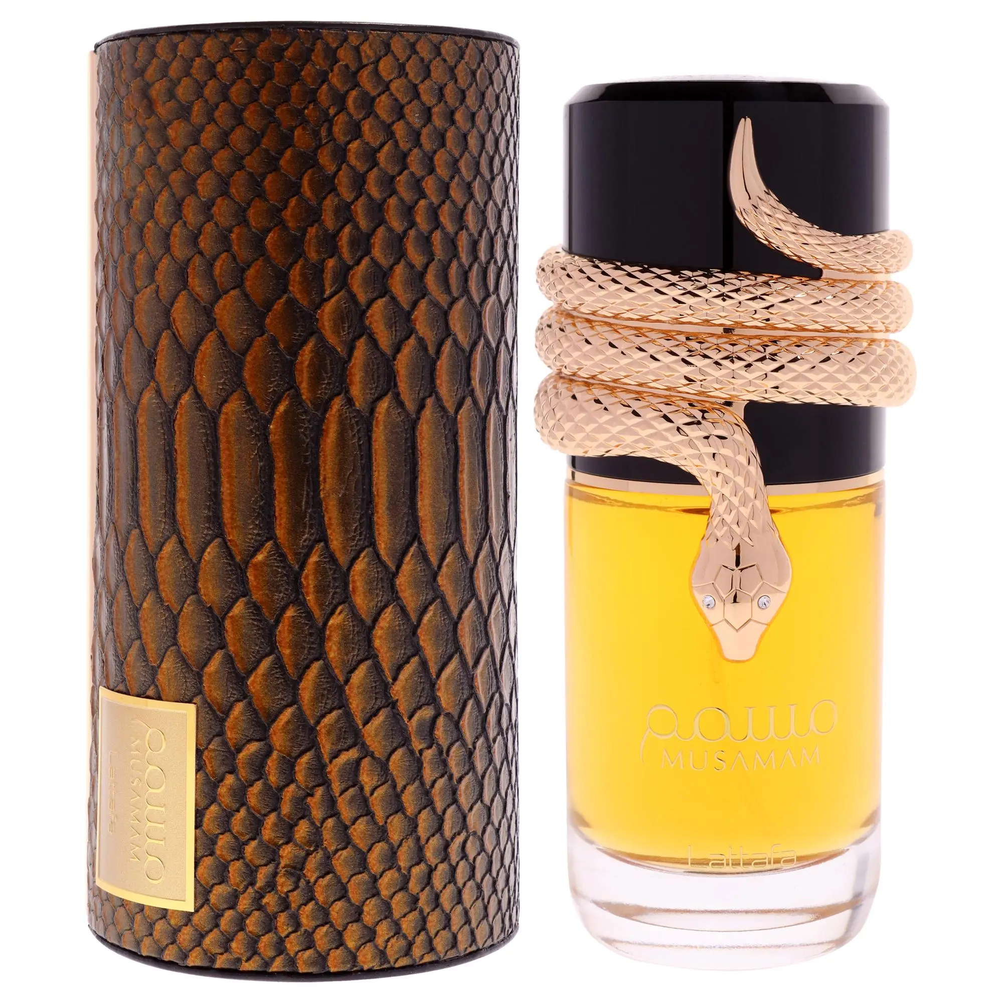 Lattafalattafa Musamam Eau De Parfum Unisex — Saffron, Italian Mandarin, Lavender, 3.4 oz (100 ml) | unisex woody perfume, unisex amber woody cologne, unisex saffron fusion edp, amberwood, saffron perfume, virginia cedar, italian mandarin perfume, woody