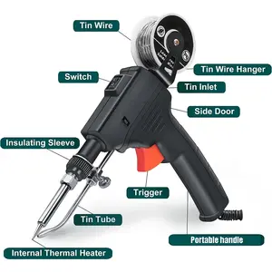 Electric soldering iron kit 180-520℃ Adjustable Temperature Wired Soldering Iron Internal Heating Soldering Tool with Solder Wire for Circuit Board Computer Electronic Repair