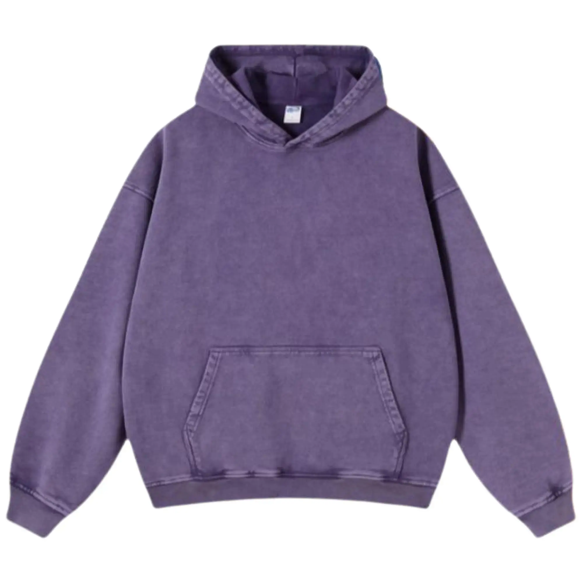 Vintage Retro Purple Pullover Hoodie for Men and Women, Oversized Acid Wash Cotton Blend Sweatshirt with Pockets, Zip Up Hoodie