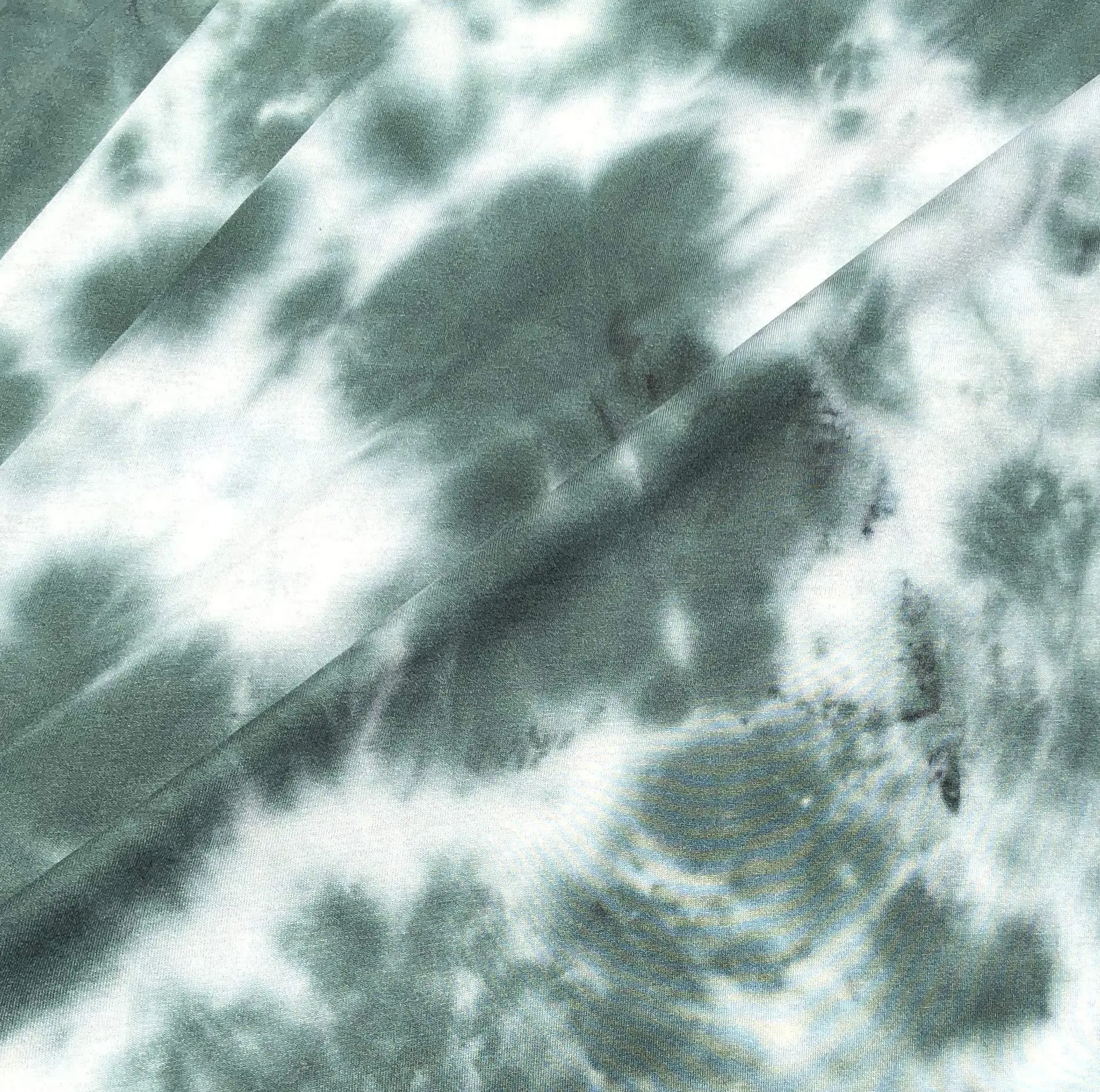 60” Modal & Spandex Stretch Tie Dyed Green White Apparel Jersey Knit Fabric By the Yard