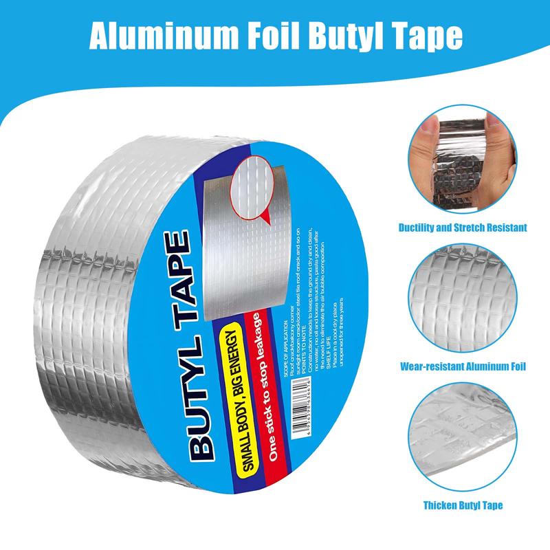 （5.91 in*16.4 ft）Waterproof tape leakage patch butyl tape roof leakage roof color steel tile cracks self-adhesive aluminum foil waterproofing volume
