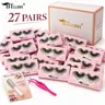 NO.1 BTLLSSH False Eyelashes 18mm 3 Styles 27 Pair PACK Mix Cross Natural Look Luxury Volume Faux Mink Lashes Reusable Strip Lashes, Mulitpack Makeup Cosmetic