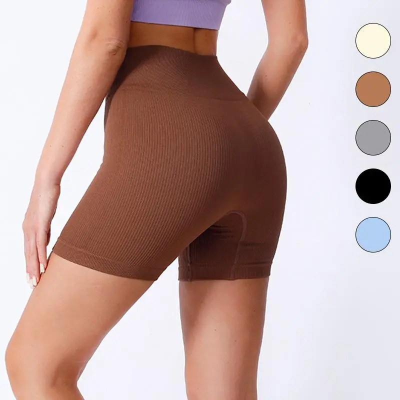 Seamless Thread Yoga Shorts 3'' Quick-Dry High-Waisted Compression Bike Shorts for Women Gym Running Cycling No-VPL Support
