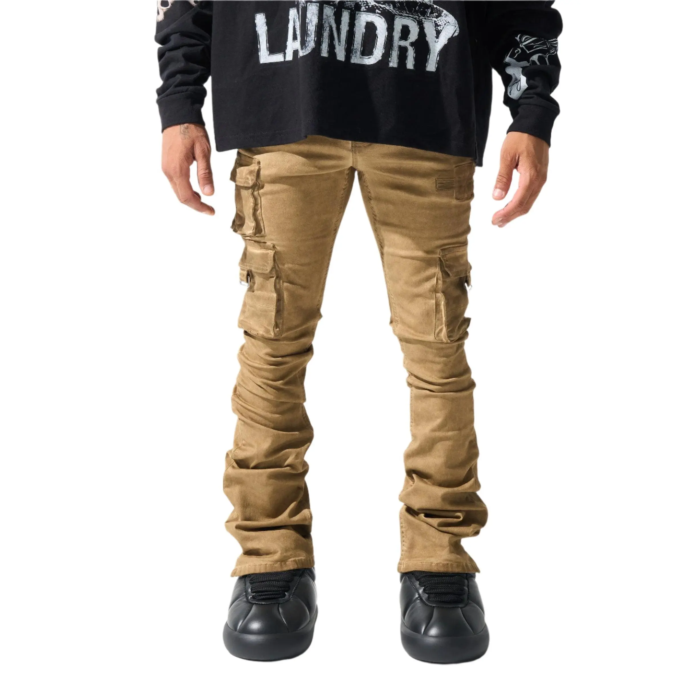 SERENEDE CINNAMON CARGO STACKED JEANS