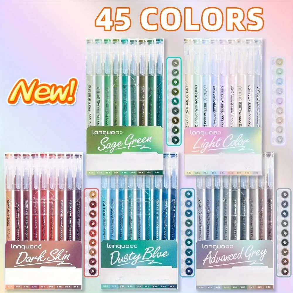 Languo 45-Color Gel Ink Pen Set (45PCS), 0.6mm Fine Tip Smooth-Write Assorted Colored Pens & Refills, High-Quality Office Stationery, Ideal for Artists, Daily Drawing, Back to School Gift