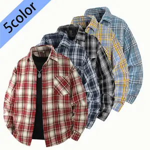 2026 Black and White Plaid Shirt Men's Korean Style Trendy Casual Youth Couple Shirt Clothes Handsome Versatile Brushed Cotton Jacket