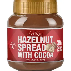 Eastanbul Cocoa Hazelnut Spread, 11.6oz, Chocolate Hazelnut Spread, No Palm Oil, Rich & Creamy 35% Nuts, Gluten-Free, Low Sugar, All Natural Ingredients, No Additives