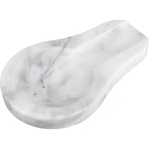 Marble Spoon Rest for Kitchen Stove Countertop, Marble Utensil Holder, Perfect for Spatula, Ladle, Fork (1, Light Grey, 4 * 6.5)