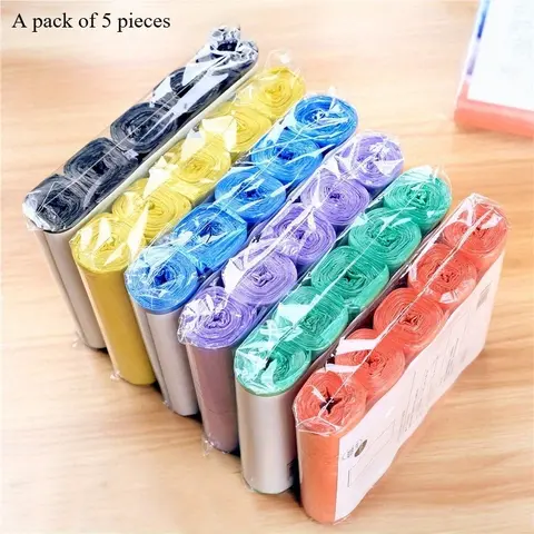 5 Rolls/pack Total 75pcs 4 Gallon Bathroom Small Trash Bag, Disposable Thin Trash Bag, Pouch Kitchen Storage Small Garbage Bags, Plastic Bag For Bathroom Kitchen Office Restaurant Cleaning