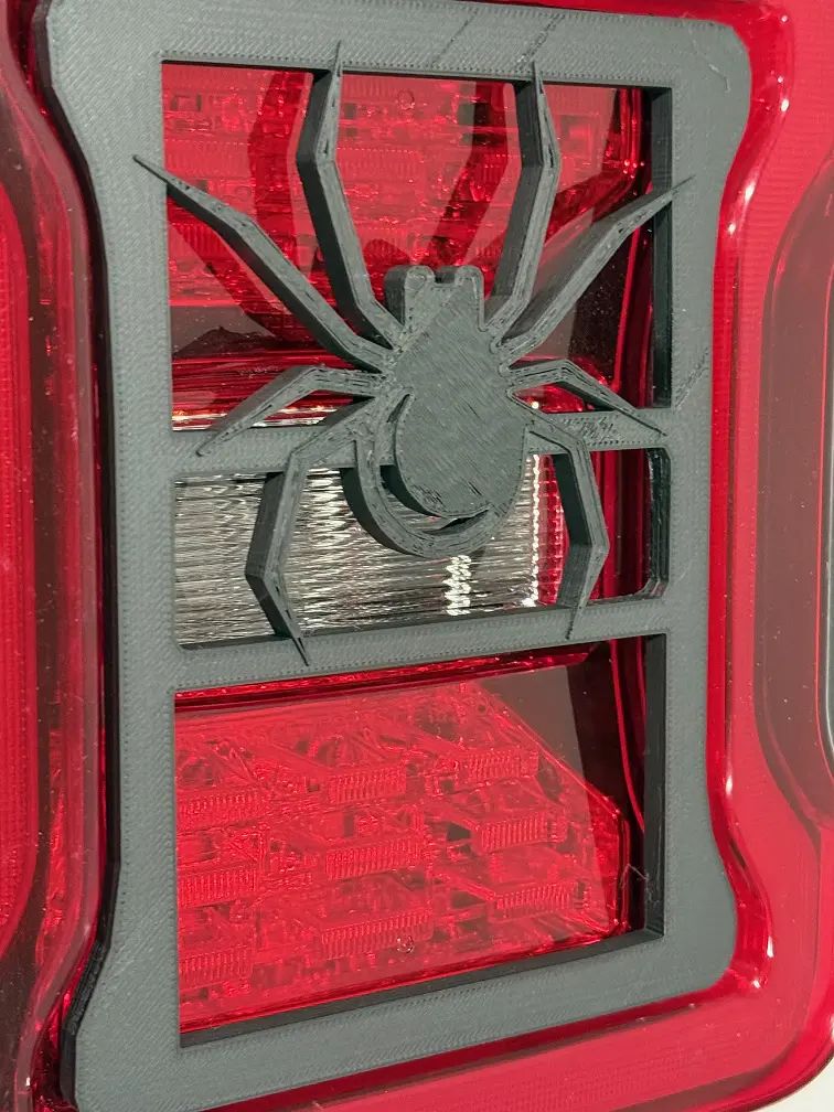 Spider Widow 3D Black for Jeep Led Version JK/JKU/JL Rear Tail Light Covers (2019-2025) Led Version - crepy crawlers