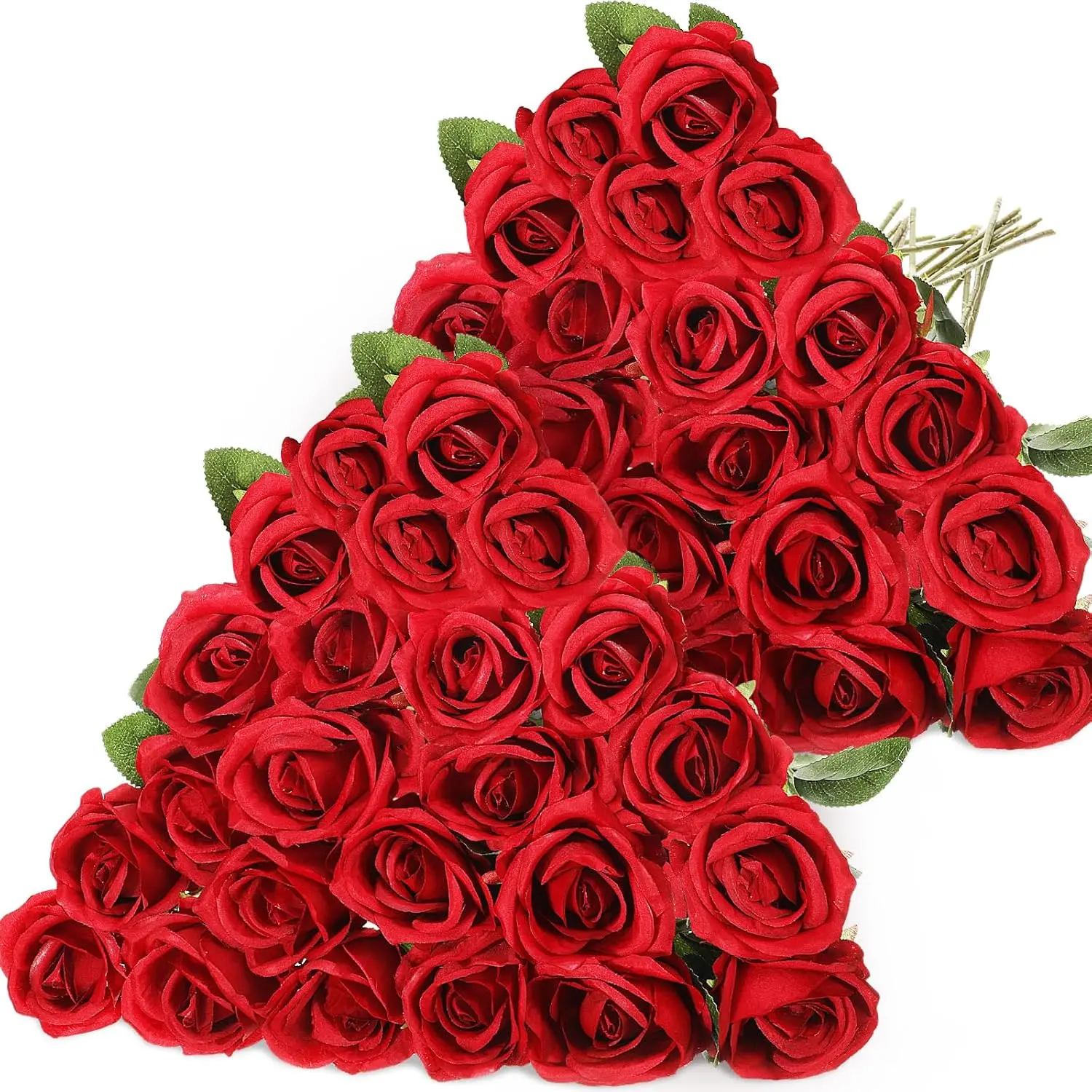 6/12/18 Pcs Red/White/Gold Artificial Rose Bouquet - Perfect for DIY Wedding, Bridal Party, Home & Office Decor | Ideal for Mother's Day, Valentine's, Christmas & More