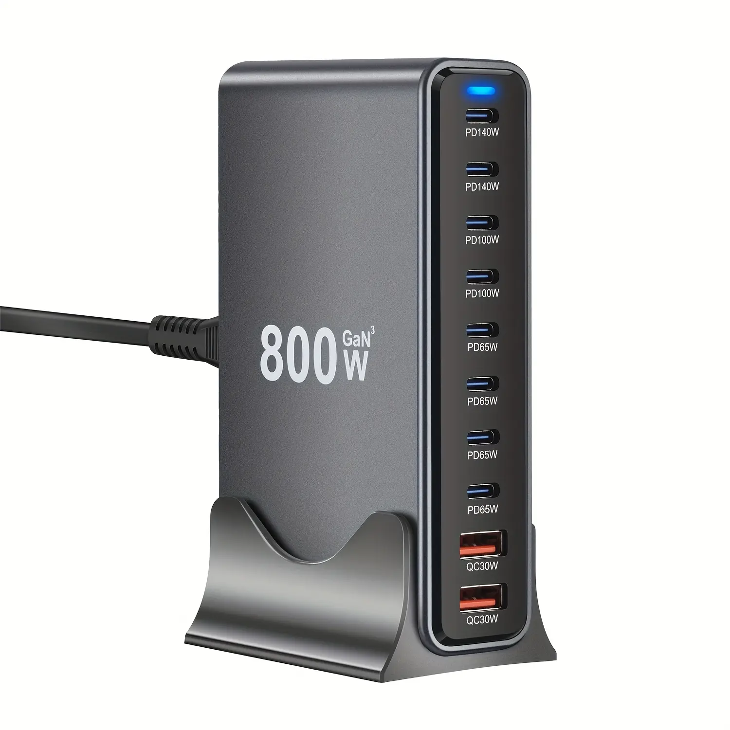 800W/1000W USB-C GaN Charger, 10-in-1 Charging Block, Dual 140W PD + Dual 100W PD PPS + 4 * 65W PD Ports, Suitable for Various Electronic Devices, Laptops, Mobile Phone Chargers, Compatible with MacBook/iPhone 17/iPad, Etc.Perfect Christmas Gift.