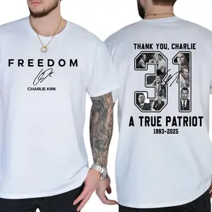 Rip In Peace Charlie Kirk Great American Patriot 2-Sided T-Shirt – USA Freedom Graphic Tee, Conservative Statement Top, Made in USA, Unisex Cotton Shirt