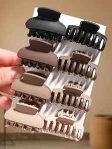 8pcs brown simple versatile small hair clip, non-slip small semicircle hair clip and keel shape design hair clip suitable for women's daily life back to school season gift