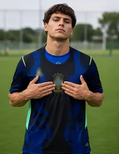 Brazil Jersey, Black and Royal Soccer Casual Style for All Seasons, Classic Jersey Sportswear Top