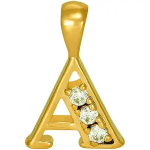 LIFETIME JEWELRY Small Initial Cubic Zirconia Letter Necklace Chain 24k Gold Plated (A - 5/8" Initial Only)
