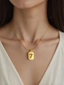 Gold Number 7 Necklace – Lucky Seven Pendant for Strength & Style +  FREE BOX