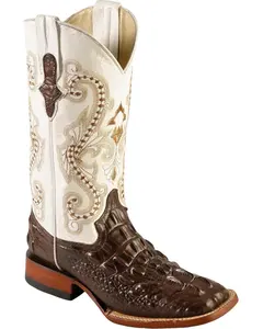Ferrini Women's Hornback Caiman Print Western Boot Broad Square Toe - 9049309