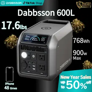 Dabbsson 768Wh 600L Portable Power Station 900W Max Output Semi-solid LiFePO4 Battery Light Compact for Outdoor Camping RV Roadtrip Emergency Home Backup Power Offgrid Living Solar Generator