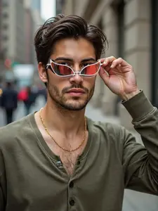 Anime Inspired Luffy Straw Hat Sunglasses, Colorful Cat Eye Design, Unisex Punk Style Decorative Lens Sunglasses for All Seasons