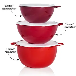 Tupperware Thatsa Bowl - Kitchen Accessory with Lid & Handles, Leak-Proof Seal, Ergonomic Handles, Perfect for Parties & Batch Cooking, 42, 32, 19 & 12 Cup Capacity, Dishwasher Safe