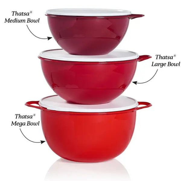 Tupperware Thatsa Bowl - Kitchen Accessory with Lid & Handles, Leak-Proof Seal, Ergonomic Handles, Perfect for Parties & Batch Cooking, 42, 32, 19 & 12 Cup Capacity, Dishwasher Safe