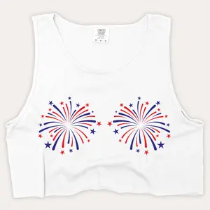 4th Of July Shirt Crop Tank Top - Firework Boobs
