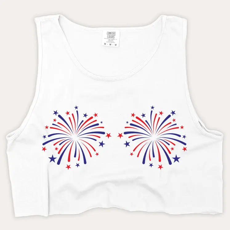 4th Of July Shirt Crop Tank Top - Firework Boobs