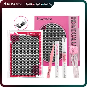 Fowendia DIY Eyelash Extension Kit | 9-16mm C/D Curl Waterproof Lash Clusters with Adhesive & Remover | Rainbow Colored Lashes for Beginners | Home Makeup Cosmetic Kit dealsforyoudays