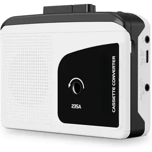 Cassette Player Recorder, Portable Cassette to MP3 Converter with USB-C, Built-in Speaker, Audio Tape to Digital Converter, Reverse Recording for Stereo Sound - White