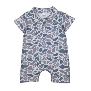 Camo Print Short Sleeve Baby Romper