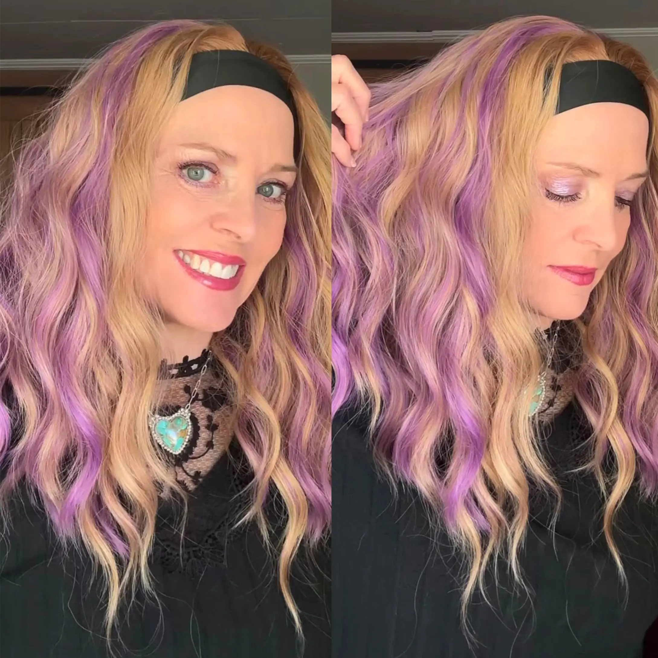 Steffi Sunnymay Women’s Headband Wig, 18-Inch Water Wave Synthetic Wig in Golden Amethyst, Glueless No Glue Hair Wig, Easy Wear Comfortable Fit, Perfect for Daily Looks