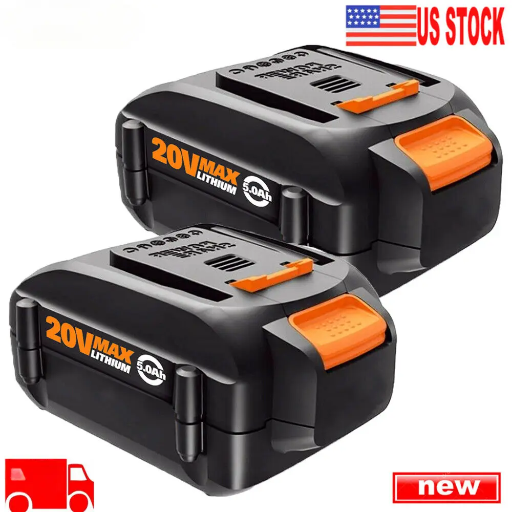 High efficiency 2-PACK 20 Volt For WORX WA3525 20V 5.0Ah Max Lithium Battery Power Tools WA35
