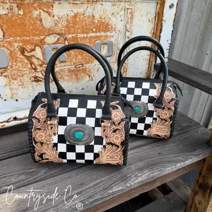 Anastasia Tooled Leather Checkered Speedy Bag