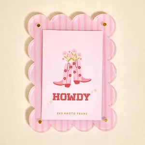 Pink Stripe Mini Acrylic Picture Frame Magnet