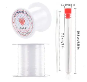 2-Pack 0.8mm Elastic Beading Thread with Needles - Durable Stretchy Bracelet String for Jewelry Making and Crafts TIKA