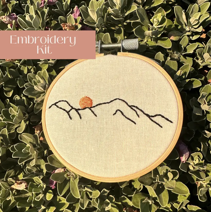 Simply Camelback Embroidery Kit - DIY Needlework Craft Kit for Adults with White Fabric Square, DMC Floss Thread, and Stitch Guide