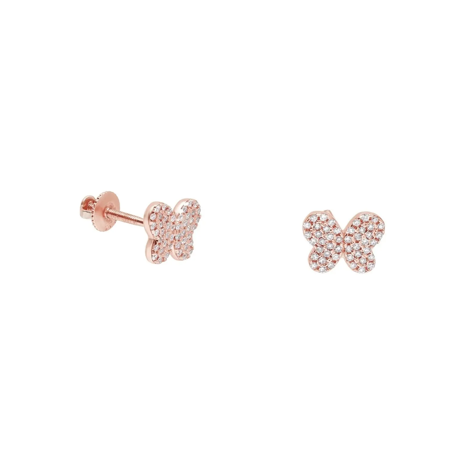 Diamond Pavé Butterfly Screw Back Earrings