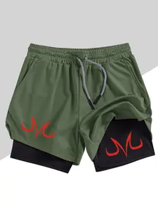 Men's Belief Conquers Fear Printed Gym Lightweight Workout Shorts, Athletic Wear Shorts, Stretch Knitted Fabric, Perfect for Running Training Yoga Outdoor Activities, Sporty Casual Style