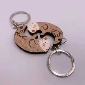 Otter Couple Keychain Set, Cute Animal Matching Puzzle Design Bag Car Phone Accessory for Men Women