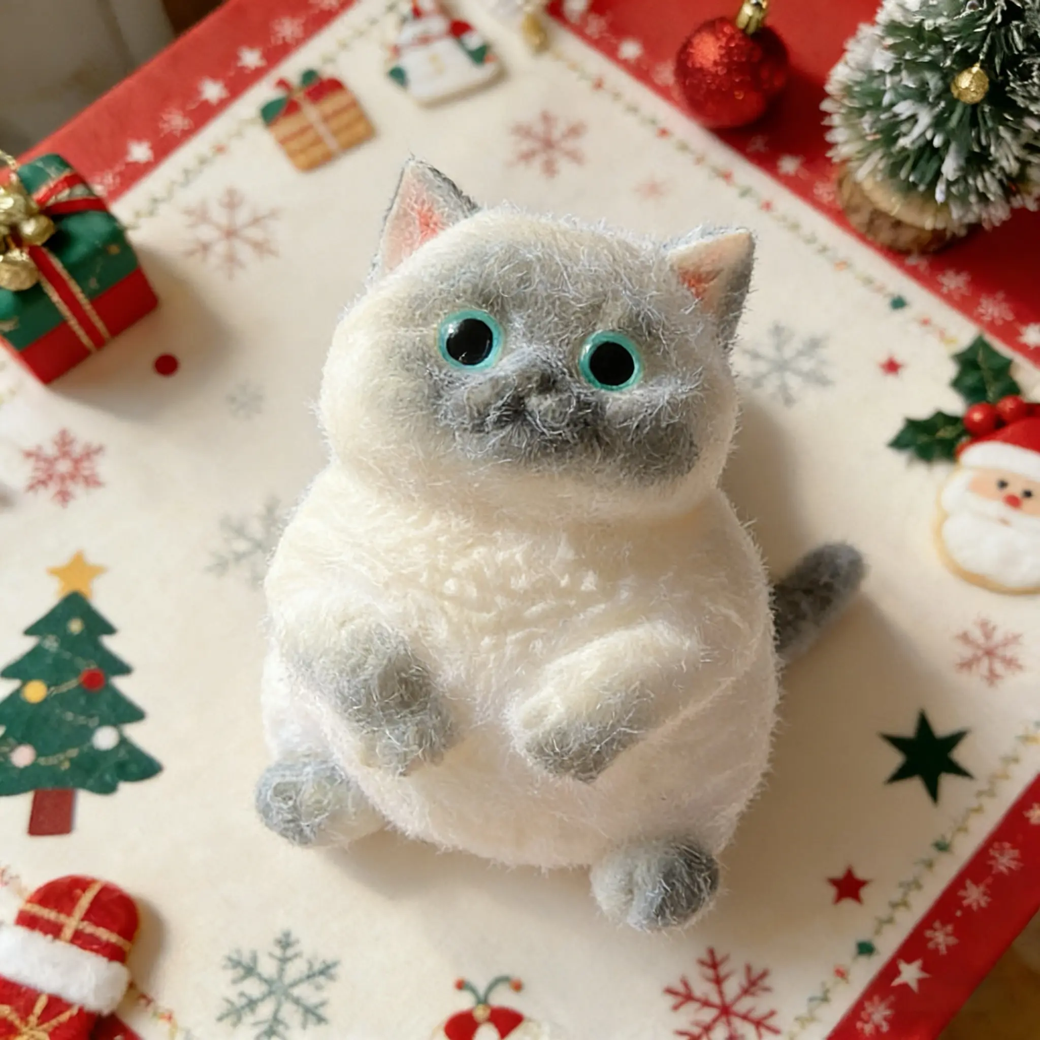 Soft Flocked Siamese Cat Squishy Collectible Toy - Nitrosamine-Free, Phthalate-Free, Unisex, No Battery Needed, for 12+ Years, Home Use, Flocked Look, Memory Training and Observation Stress Relief Toy, Collectibles