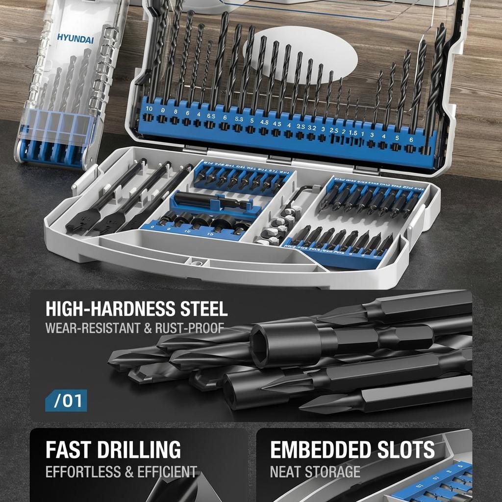 25 PCS Multi-Purpose Drill Bit & Screwdriver Bit Set, S2 Steel Impact Bits + Premium HSS Metal Wood Masonry Drill Bits with Extension Bar, Power Tool Kit for Impact Drill with Storage Case