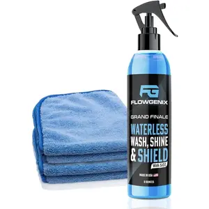 Waterless Car Wash Spray-Grand Finale-Motorcycle Cleaner & Car Wax Spray Polish (8 oz)-Ceramic Coating-Incl. 2 Microfiber Towels-Quick Detailer Spray to Make Your Vehicle Shine