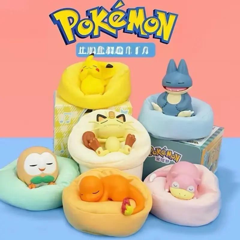 Official Funism 6 New Styles Pokémon Casual Time Series Sleeping Figure - Confirmed with Box - Pikachu Charmander Munchlax Slowpoke Rowlet Meowth