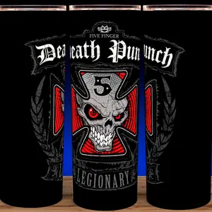 Five Finger Death Punch - Legionary - Heavy Metal Cup Mug Tumbler 20oz with Lid and Straw - Elegant Drinkware for Metal  Fans - Perfect for Hot or Cold Drinks! Stainless Steel. Flasks Glossy Insulated