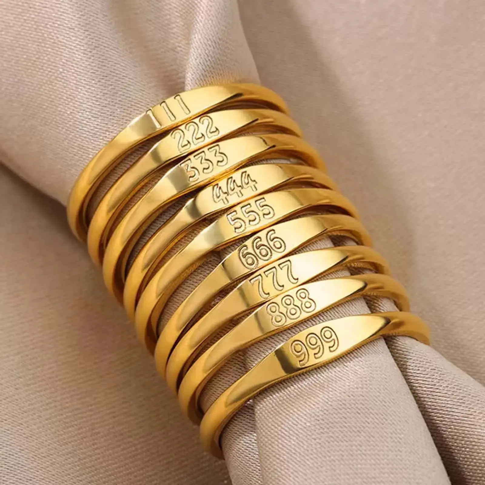 Plain Golden Number Ring (1-9), Stackable Ring, Women's Personalized Jewelry, Optional Sizes, Index Finger Daily Matching Accessory, Stackable Rings