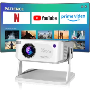 Native 720P Full HD Projector 4K Support, Smart Home Beamer with Voice Remote, Auto Correction, Short Throw Projection for Movies & Home Entertainment