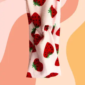 Strawberry Ribbed Knotted Headband