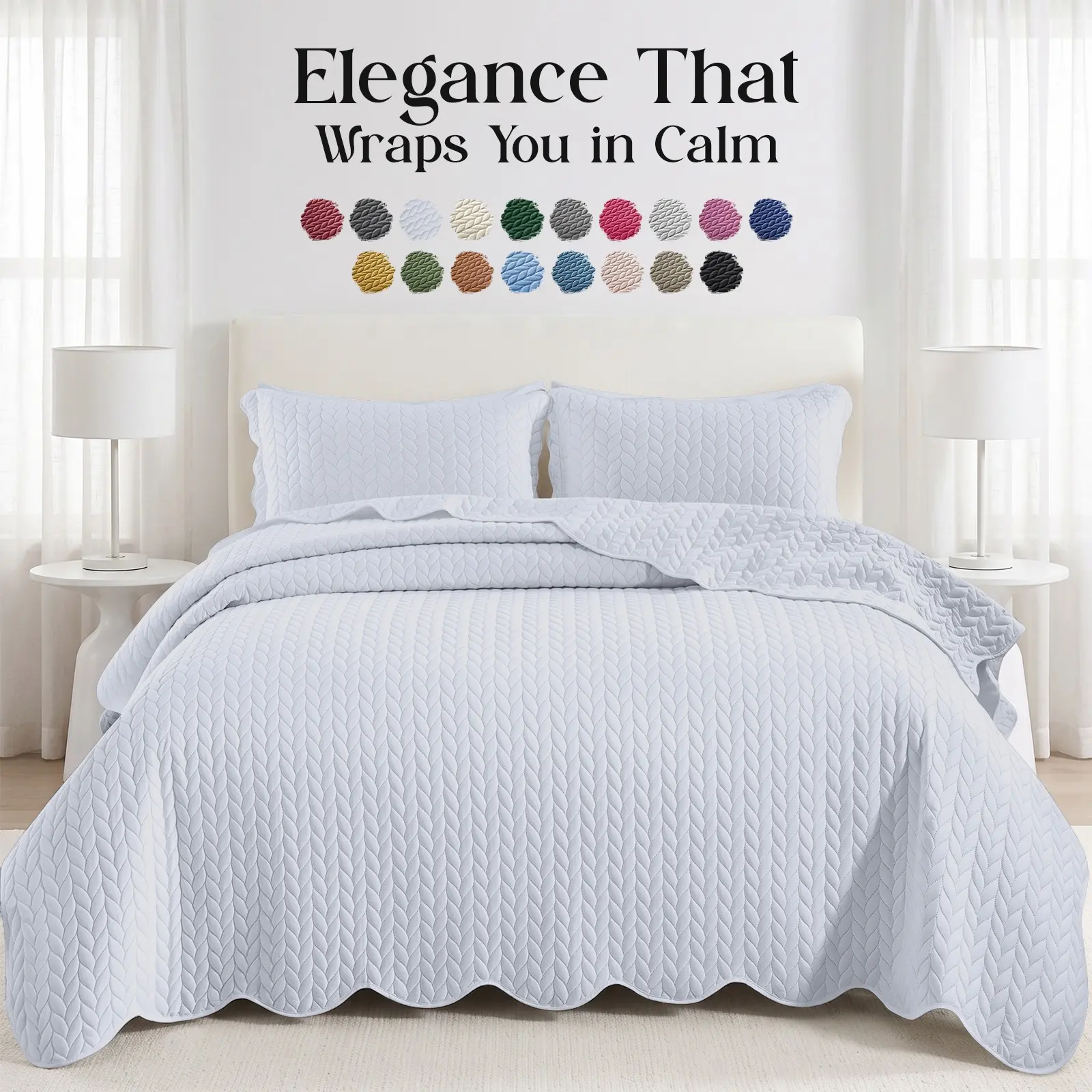 Moonlight Bedding Ultrasonic Quilt Set – Super-Soft, Skin-Friendly 1500 TC Microfiber Bedding with Pillow Shams, Lightweight & Breathable Reversible Bedspread Set for Year-Round Use – Twin (1 Pillow Sham), Queen, King & California King (2 Pillow Shams)